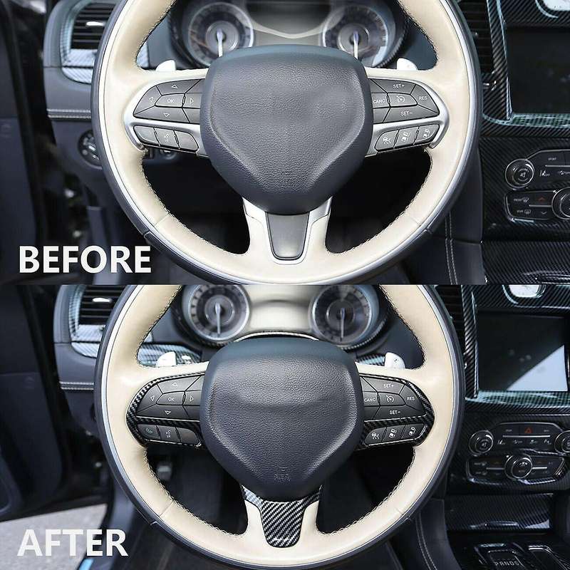 Steering Wheel Cover Trim ABS Interior Accessories for 300C 2015-2021 (Carbon Fiber)