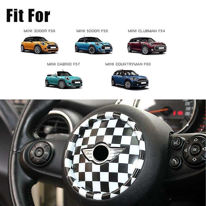 Steering Wheel Cover Logo Emblem Cap Trim for F Series F54 F55 F56 F57 F60 Countryman Checkered B