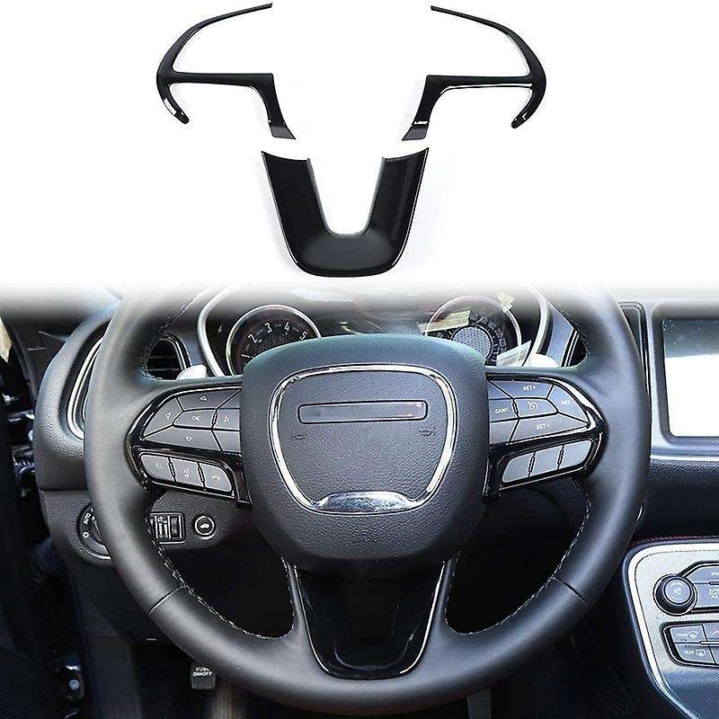 Steering Wheel Cover Interior Trim for Charger 2015-2020 Durango Grand SRT8 2014-2020, Black