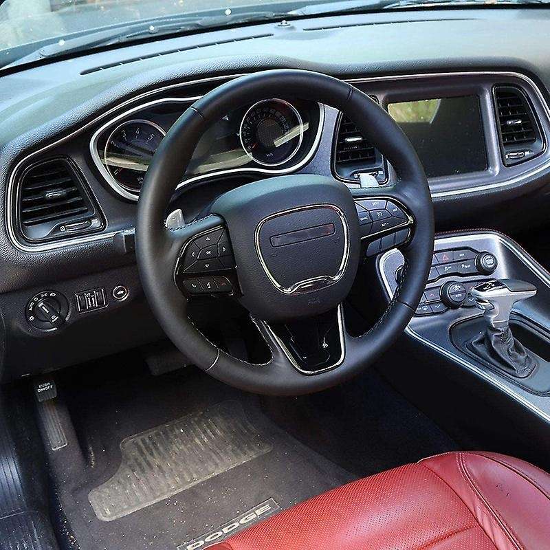 Steering Wheel Cover Interior Trim for Charger 2015-2020 Durango Grand SRT8 2014-2020, Black