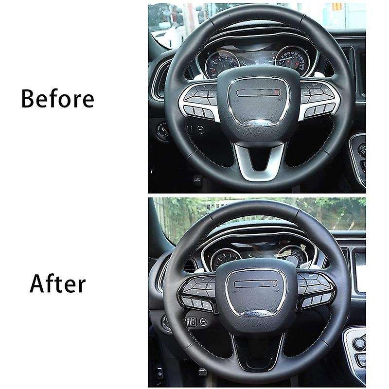 Steering Wheel Cover Interior Trim for Charger 2015-2020 Durango Grand SRT8 2014-2020, Black