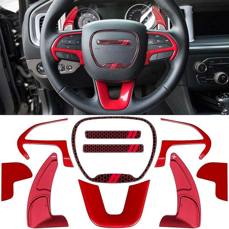 Steering Wheel Cover Trim Interior Accessories for 2015-2021 Charger Shift Paddle Extended Emblem Ki