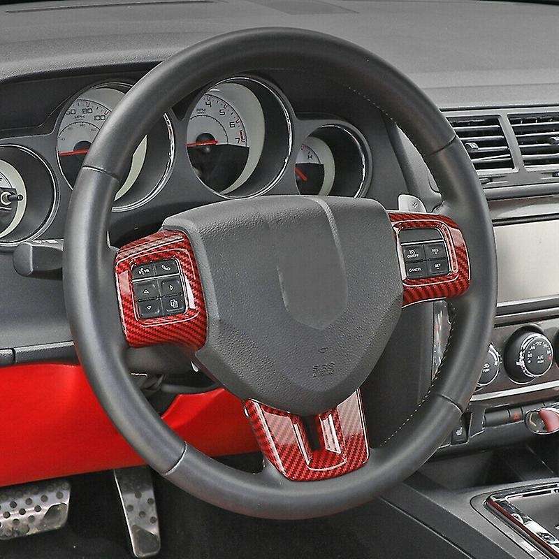Steering Wheel Cover Trim Interior Accessories ABS for 2009 2010 2011 2012 2013 2014 (Red Carbon Fib