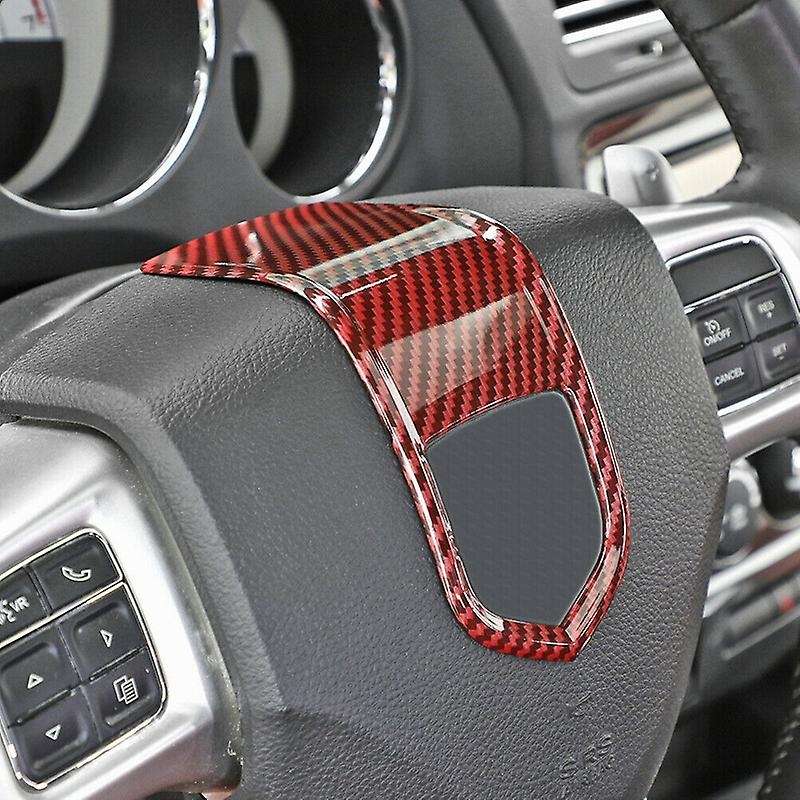 Steering Wheel Cover Trim Interior Accessories ABS for 2009 2010 2011 2012 2013 2014 (Red Carbon Fib