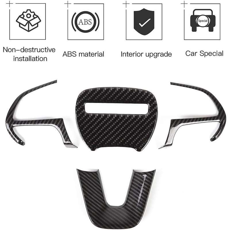 Steering Wheel Cover Trim for 2015-2021 Charger Accessories Carbon Fiber Steering Wheel Decor Sticke