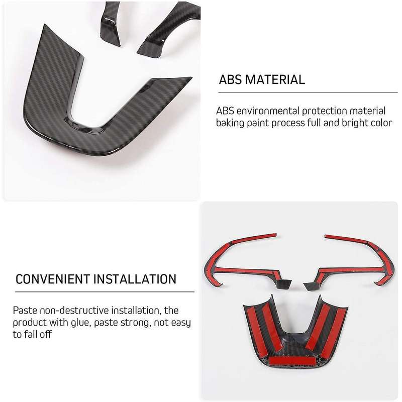 Steering Wheel Cover Trim for 2015-2021 Charger Accessories Carbon Fiber Steering Wheel Decor Sticke
