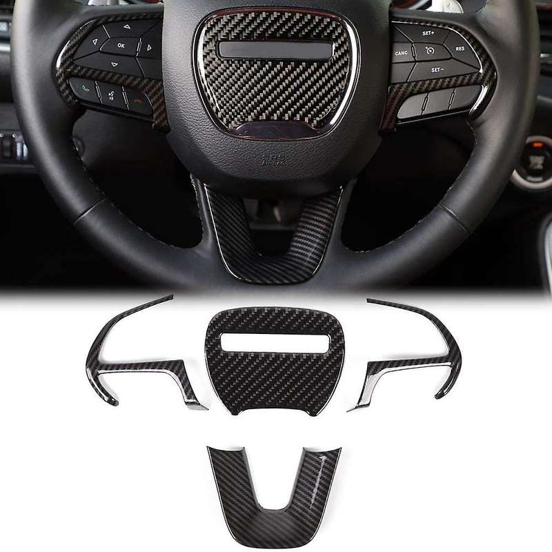 Steering Wheel Cover Trim for 2015-2021 Charger Accessories Carbon Fiber Steering Wheel Decor Sticke