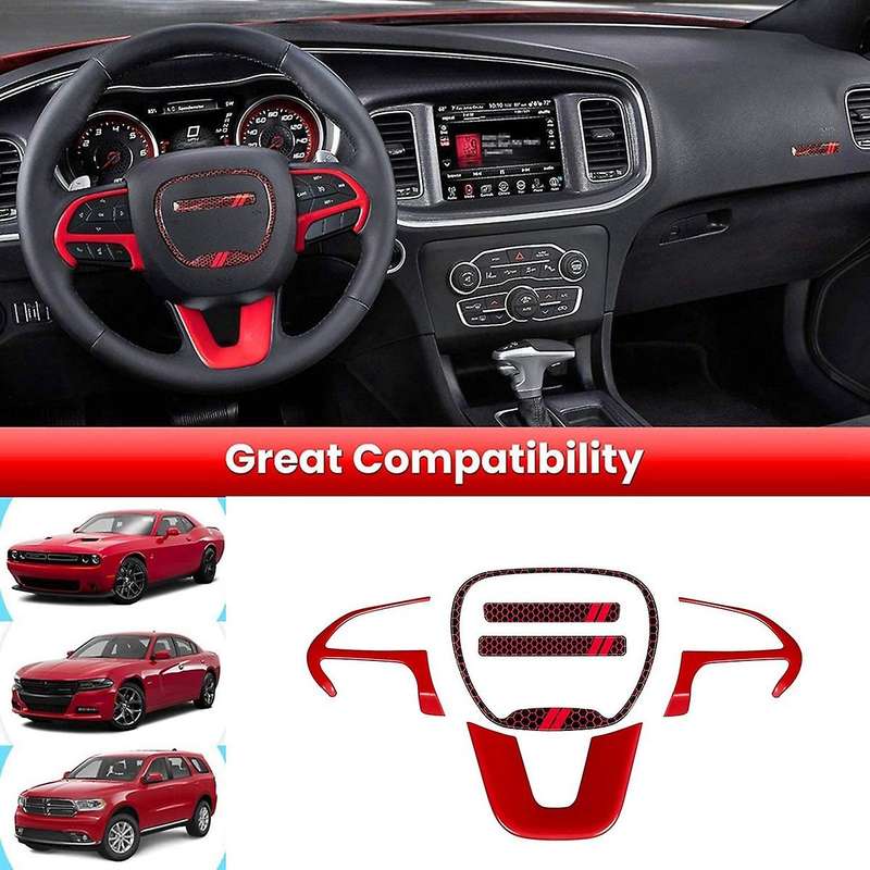 Steering Wheel Cover Trim Interior Accessories for 2015-2021 Charger Emblem Kit 3D Badge Overlay