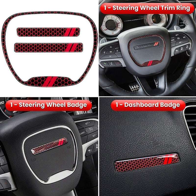 Steering Wheel Cover Trim Interior Accessories for 2015-2021 Charger Emblem Kit 3D Badge Overlay