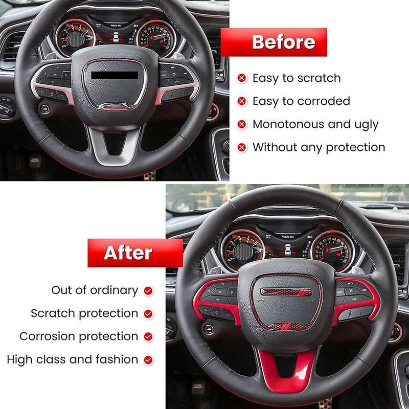 Steering Wheel Cover Trim Interior Accessories for 2015-2021 Charger Emblem Kit 3D Badge Overlay
