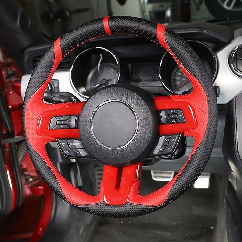 Steering Wheel Decoration Cover Trim Stickers Interior Accessories for 2015-2020 , ABS Red