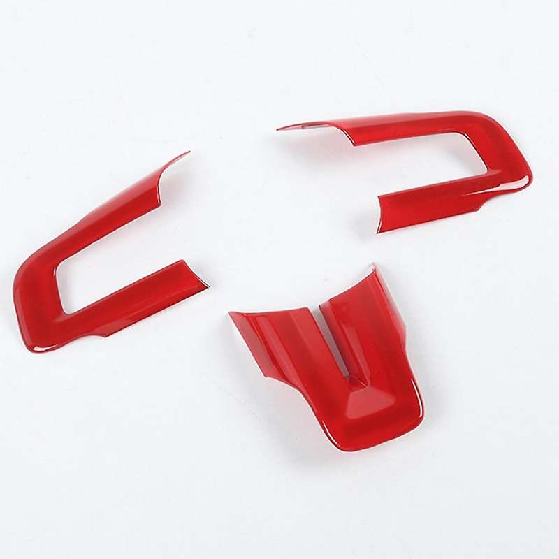 Steering Wheel Decoration Cover Trim Stickers Interior Accessories for 2015-2020 , ABS Red