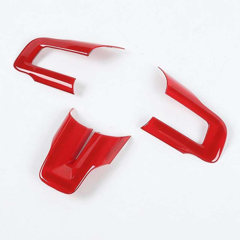 Steering Wheel Decoration Cover Trim Stickers Interior Accessories for 2015-2020 , ABS Red