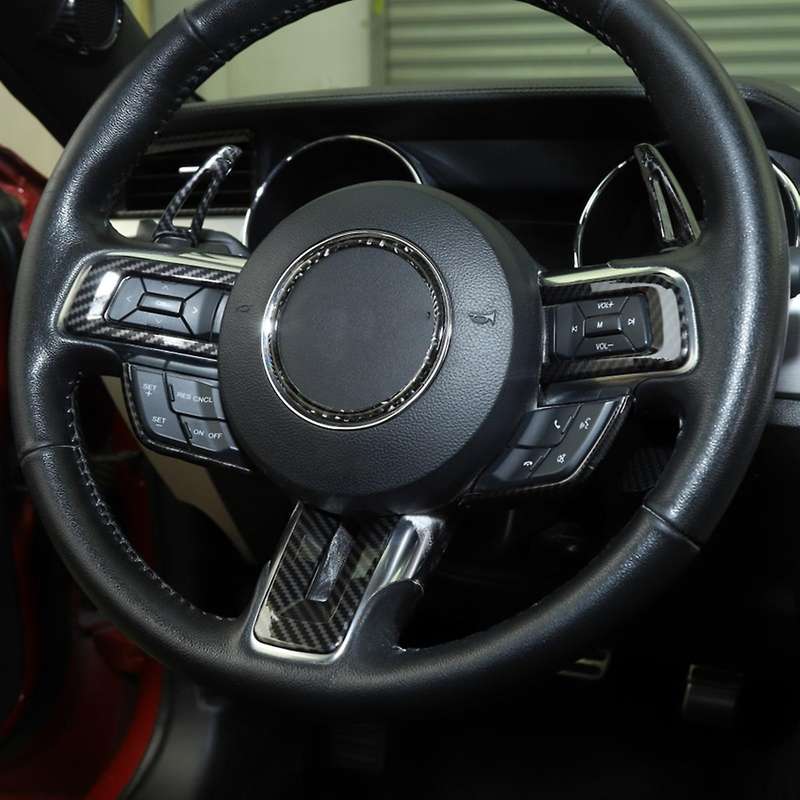 Steering Wheel Frame Trim Decor Cover for 2015 2016 2017 2018 2019 2020 Accessories 6PCS (Carbon Fib