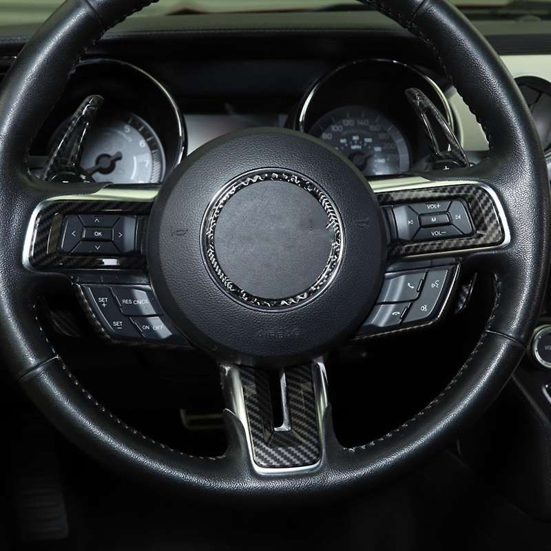 Steering Wheel Frame Trim Decor Cover for 2015 2016 2017 2018 2019 2020 Accessories 6PCS (Carbon Fib