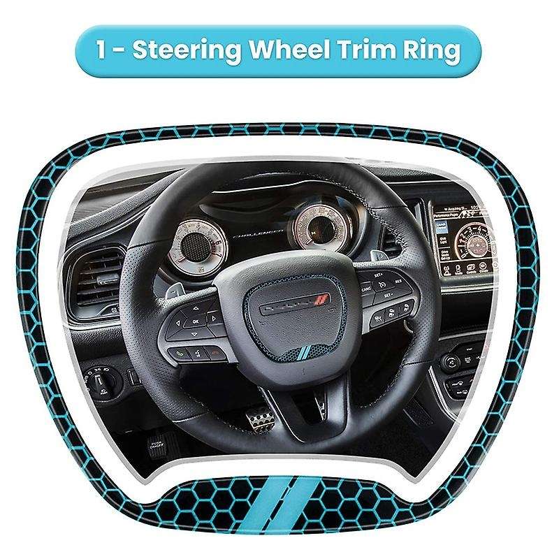 Steering Wheel Emblem Kit Trim Cover for Charger 2015-2020 Interior Decoration Accessories (Blue)