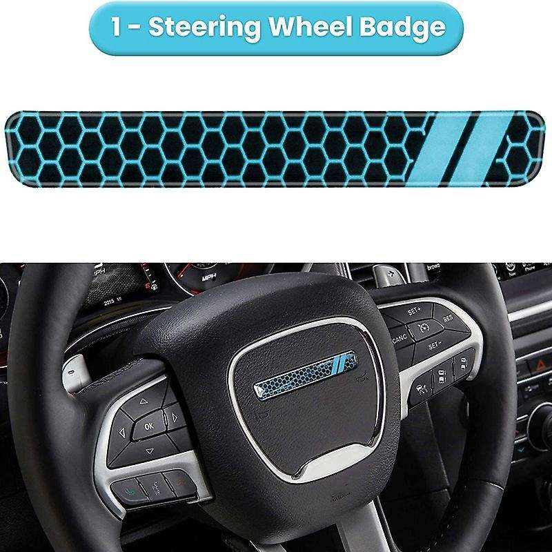 Steering Wheel Emblem Kit Trim Cover for Charger 2015-2020 Interior Decoration Accessories (Blue)