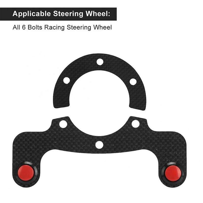 Steering Wheel Horn Button, Carbon Fiber External Horn Button Kits for 6 Bolts Steering Wheel (Dual