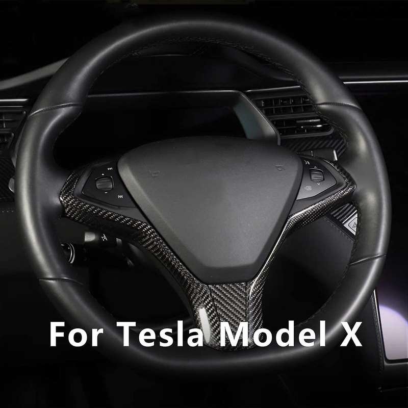 Steering Wheel Trim Cover for Model S X Accessories Real Carbon Fiber Car Inner Steering Wheel Frame