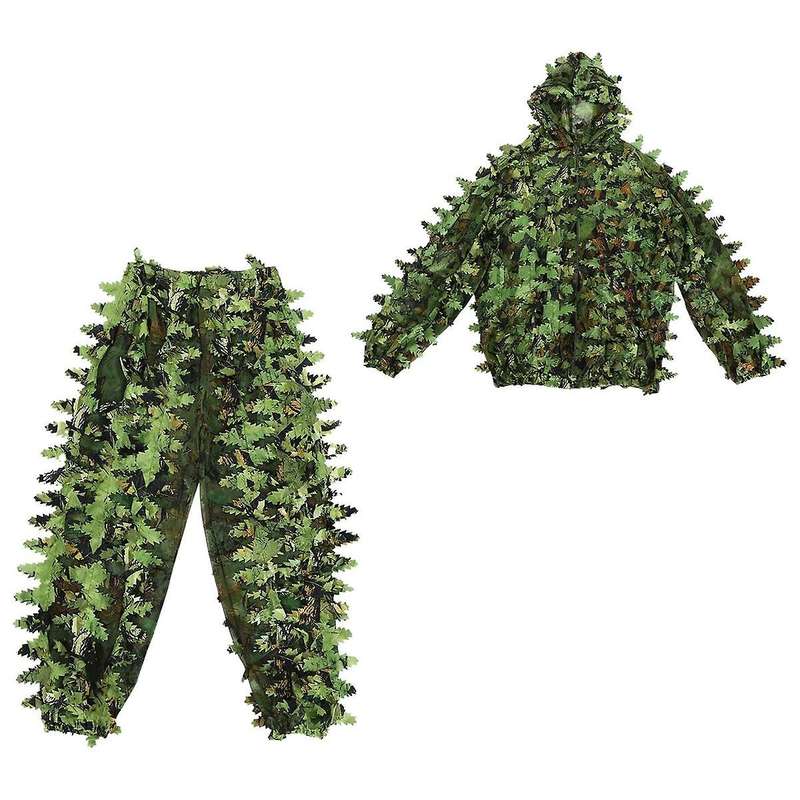 Sticky Flower Leaves Camouflage Suit Hunting Suit Woodland Camouflage Universal Camo Set (b)