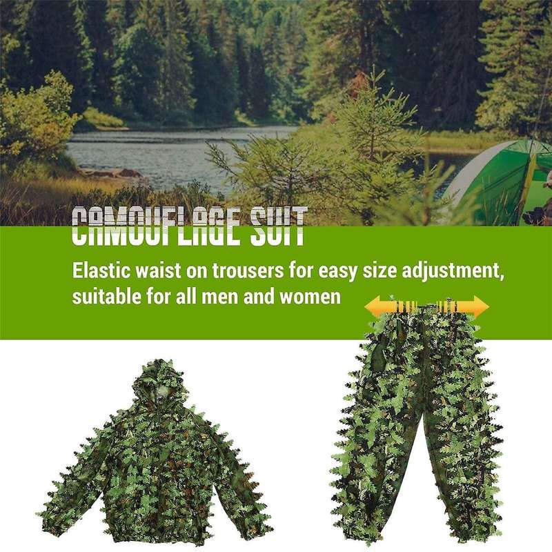 Sticky Flower Leaves Camouflage Suit Hunting Suit Woodland Camouflage Universal Camo Set (b)