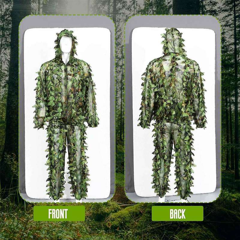 Sticky Flower Leaves Camouflage Suit Hunting Suit Woodland Camouflage Universal Camo Set (b)