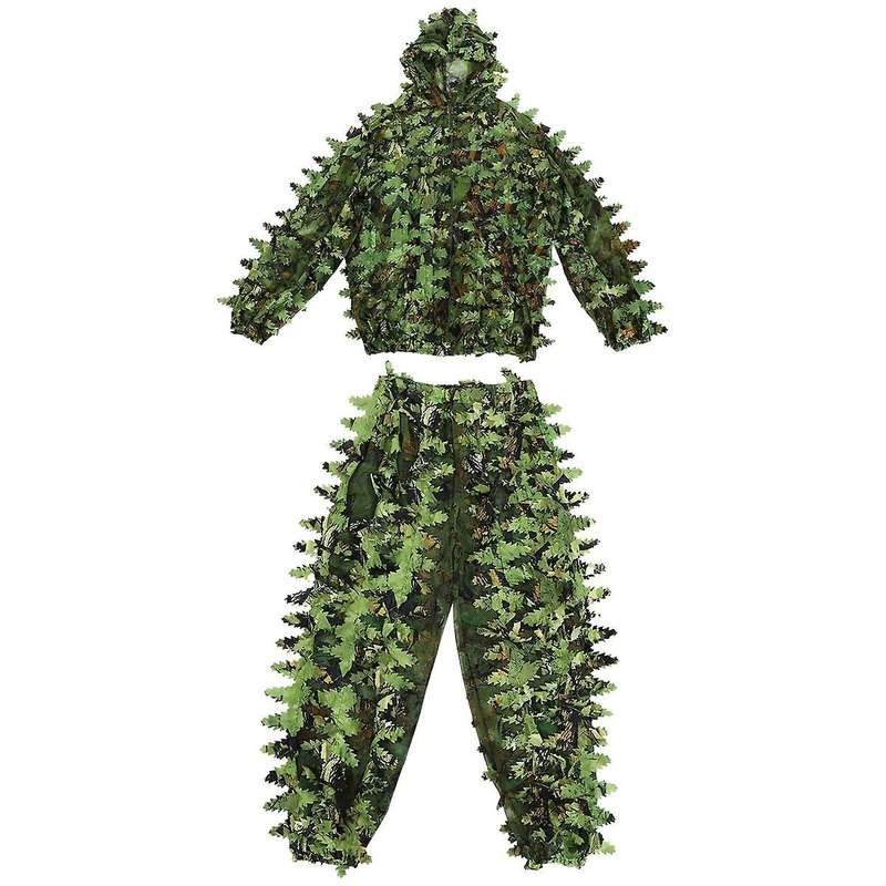 Sticky Flower Leaves Camouflage Suit Hunting Suit Woodland Camouflage Universal Camo Set (b)