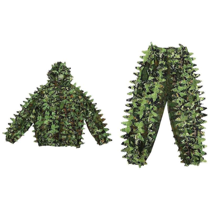 Sticky Flower Leaves Camouflage Suit Hunting Suit Woodland Camouflage Universal Camo Set (b)