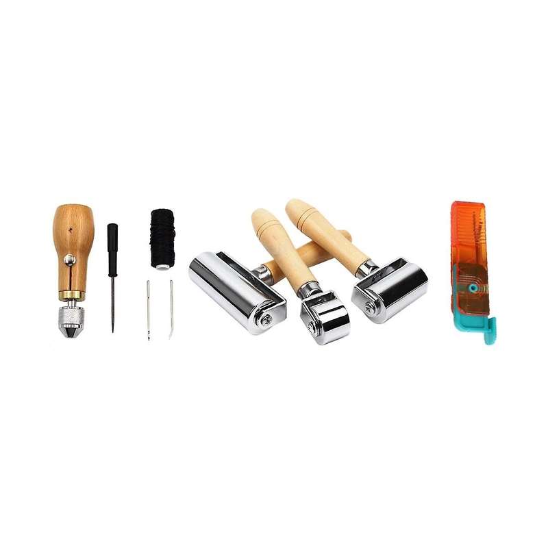 Stitcher Sewing Awl Hand Sewing Device with Durable Handle with Leather Roller Rippe for Canvas, Lea