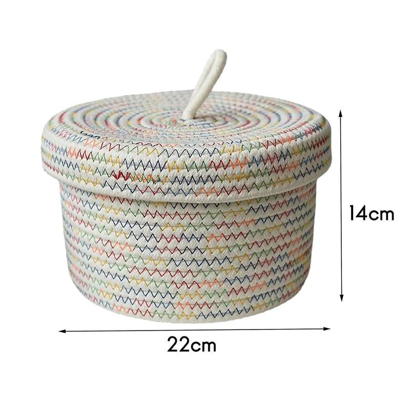 Storage Basket with Lid, Cotton Rope Storage Baskets, Remote Controller Toy Organizing for Storage i