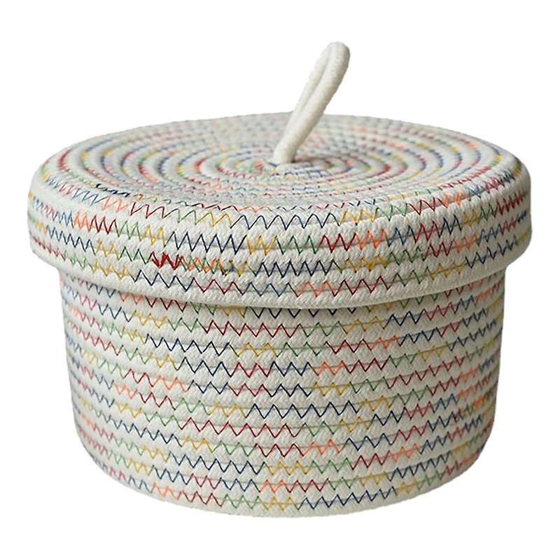 Storage Basket with Lid, Cotton Rope Storage Baskets, Remote Controller Toy Organizing for Storage i