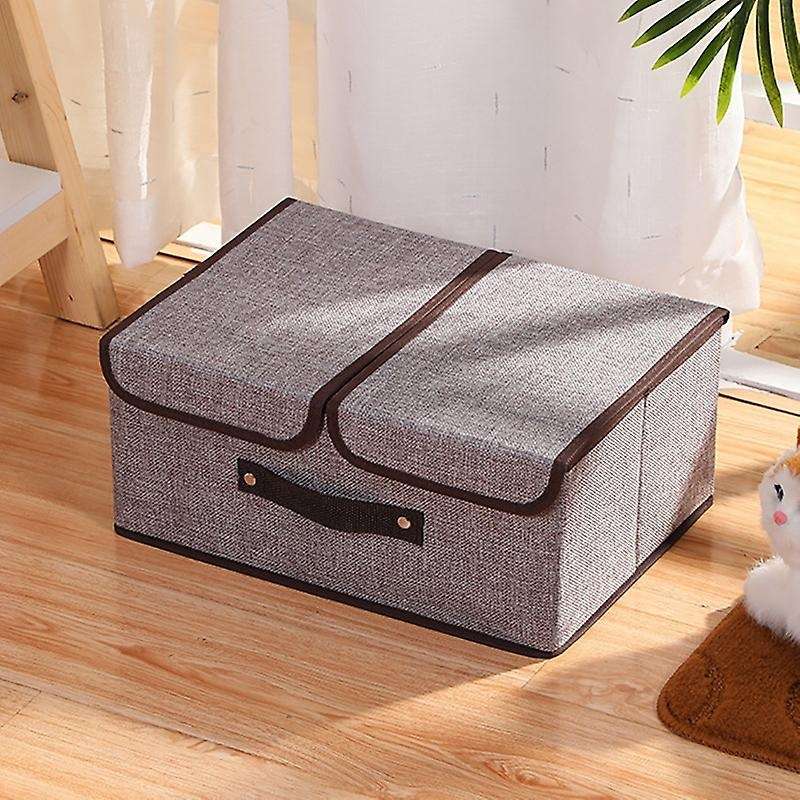 Storage Bins with Lids Foldable Storage Bins Basket Closet with Handle for Shelf Double Lids Stackab