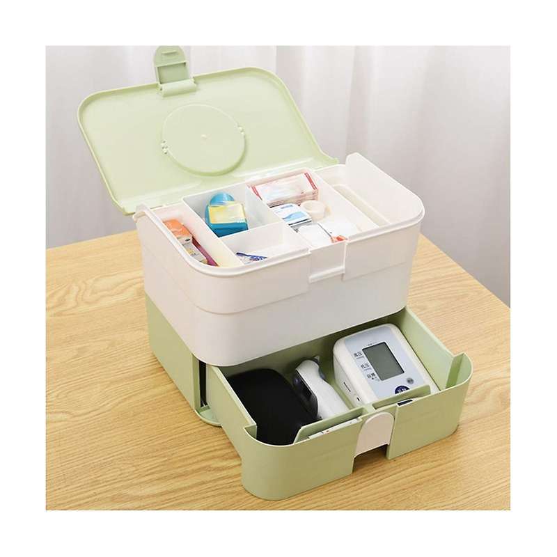 Storage Box Container Bin with Removable Tray Portable Handle Family Emergency Medicine Kit Case Org