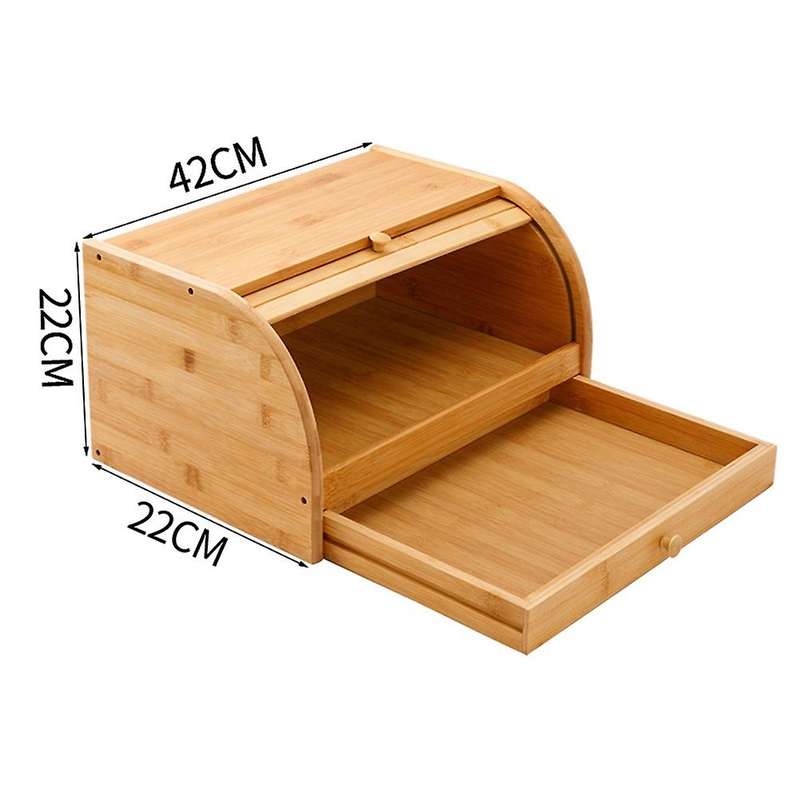 Storage Box Bamboo Bread Box Bins with Cutting Board Food Containers Big Drawer Kitchen Organizer Ho