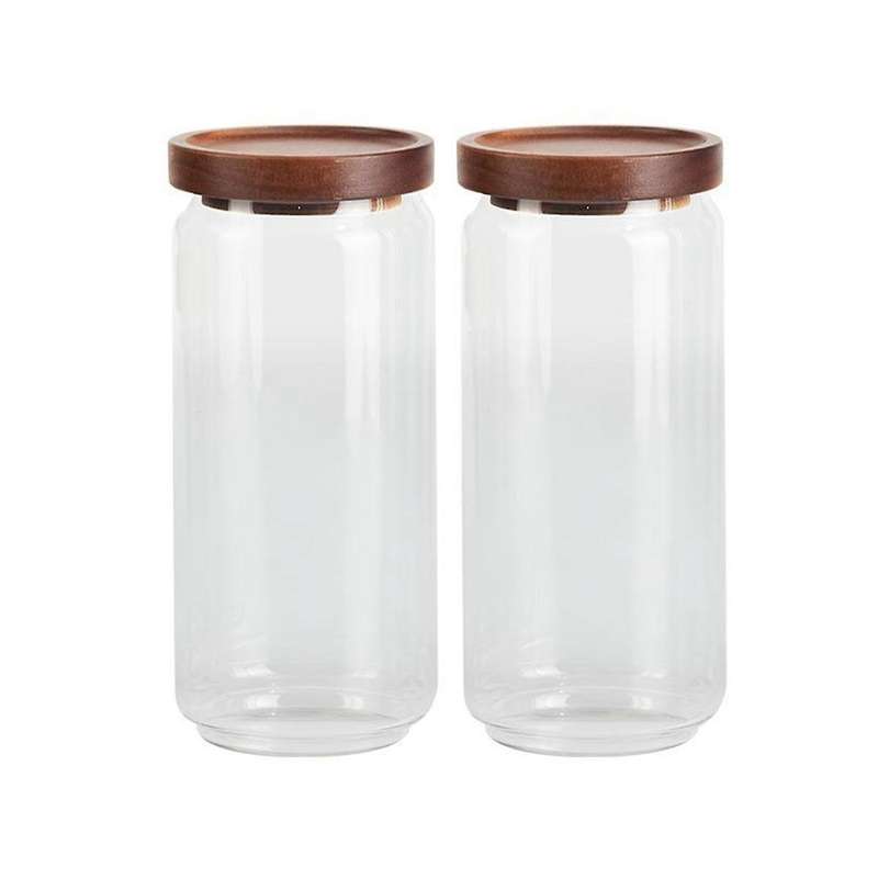 Storage Jars with Lid 1 Litre [2 X 1000 Ml] - Elegant Glass Container with Lid Set