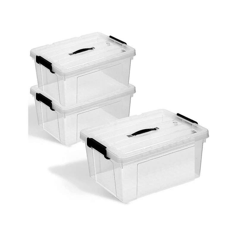 Storage Boxes with Lids, 3, Modern Stacking Boxes for Organisation and Storage, Extremely