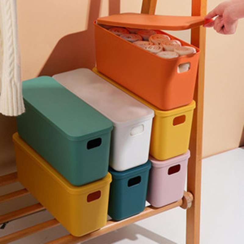 Storage Box with Lid, Underwear, Toy Tie, Socks, Snacks, Household Plastic Cosmetics, Office, Bathro