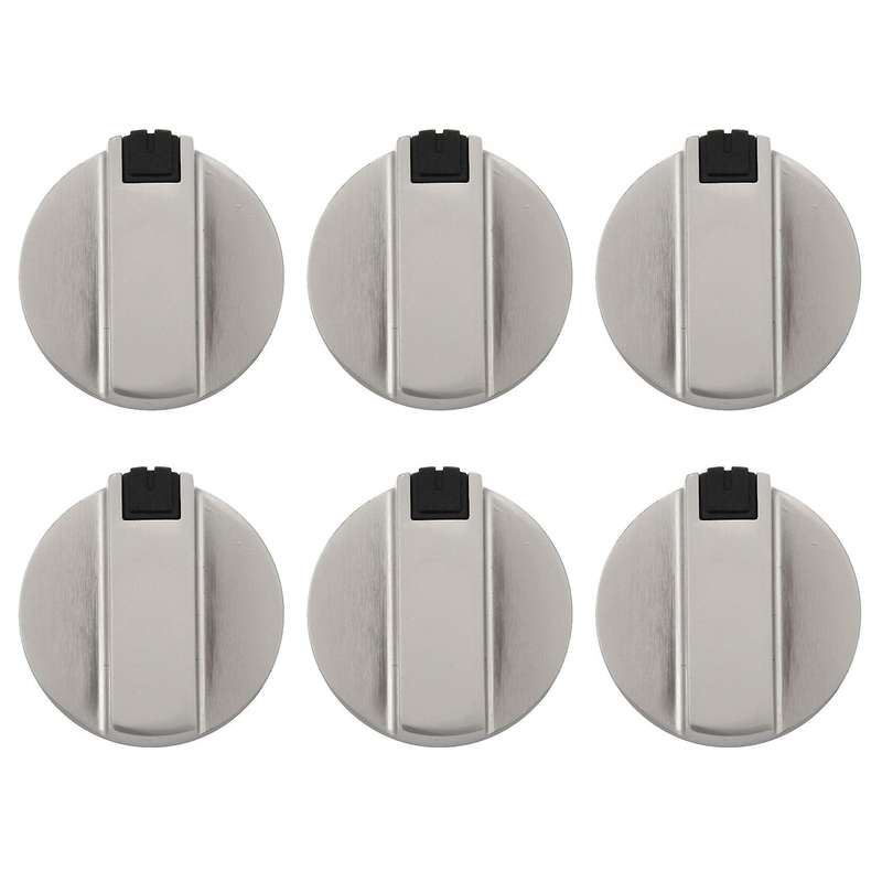 Stoves Cooker Knobs,Oven Knob 6pcs,Zinc alloy 6mm Universal Silver Gas Stove Control Knobs Adaptors
