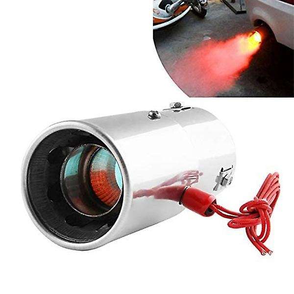 Straight Exhaust Muffler Tip Pipe with LED Light Universal Vehicles Bolt-on to Car Modified Single O