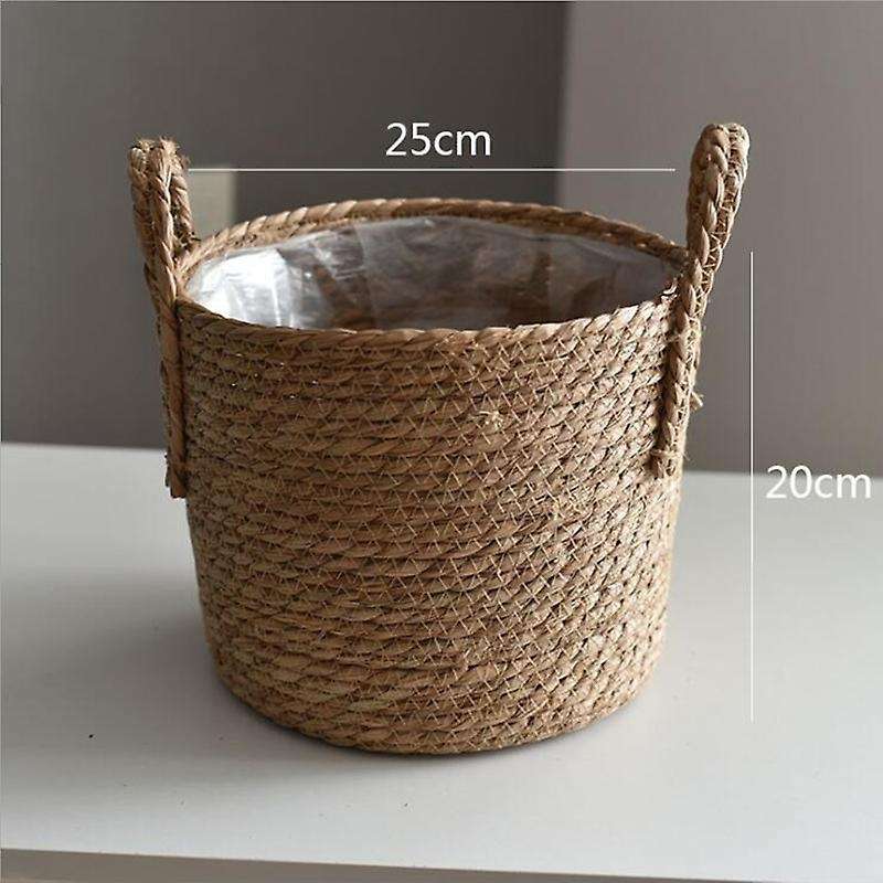 Straw Storage Basket Rattan Floor Flower Pot Crafts Decoration Modern Room Bedroom Shop
