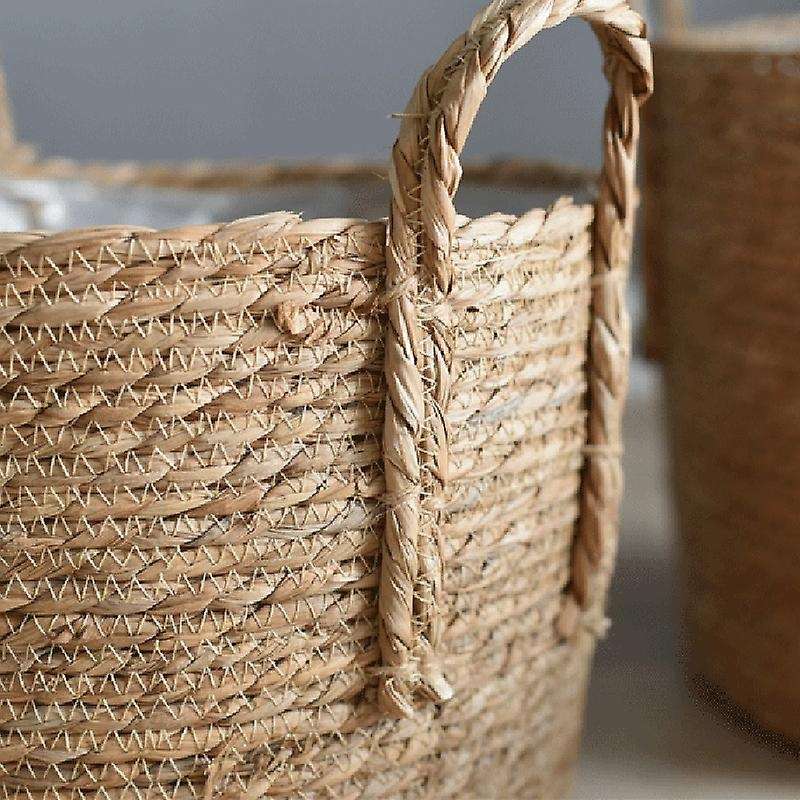 Straw Storage Basket Rattan Floor Flower Pot Crafts Decoration Modern Room Bedroom Shop