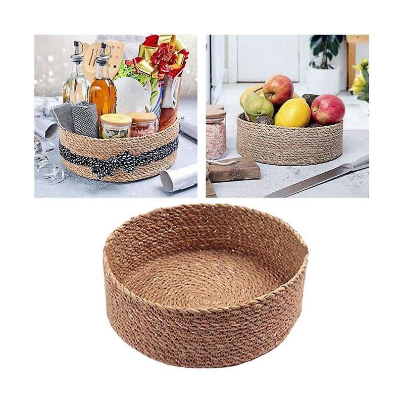 Straw Woven Basket Laundry Hamper Wear-resistant Snacks Toys Storage Bag Sundries Storage Bins For