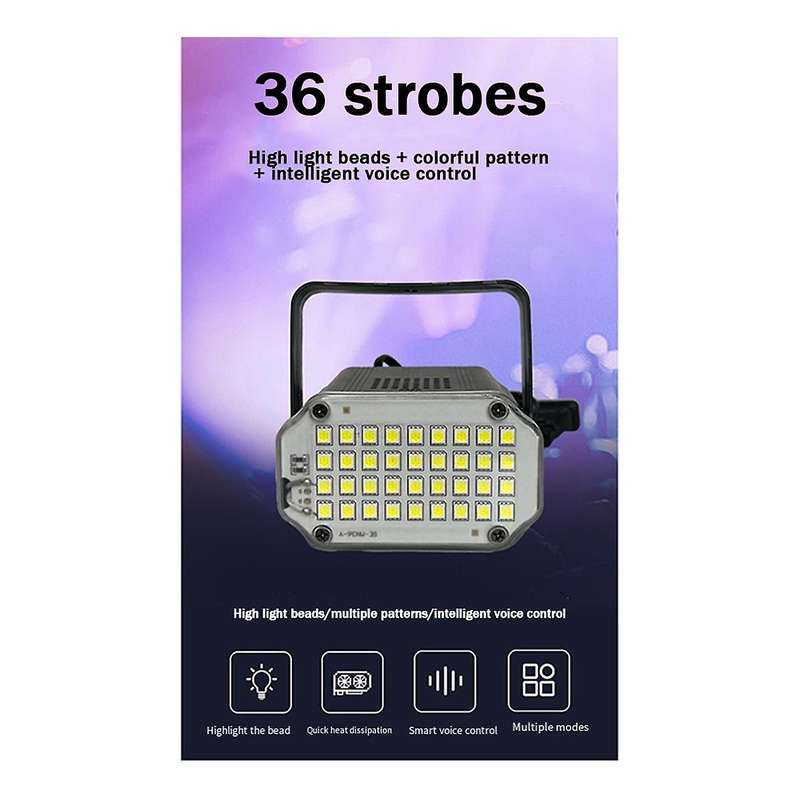 Strobe Light with Sound Activation & Adjustable Speed, 36 Super-Bright White LED