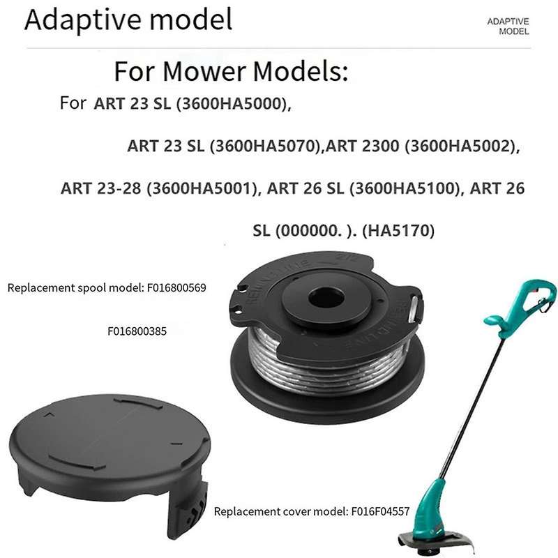 String Trimmer F016800569/F016800385 Spool Line with F016F04557 Spool Cover for Easy Grass Cut ART