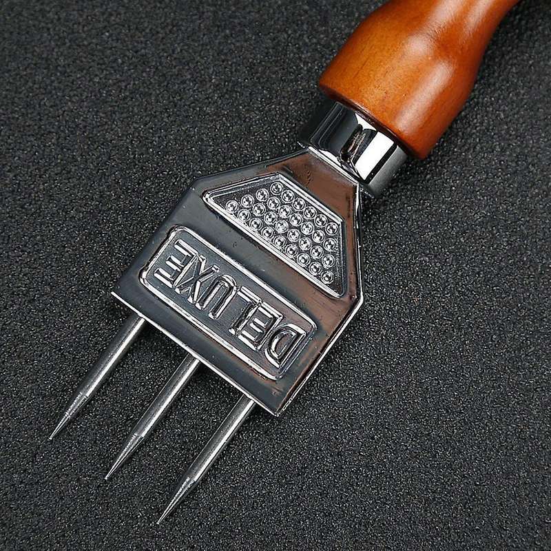 Sturdy Ice with Solid Wood Handle Stainless Steel Three Pronged Ice for Cocktail Bartender