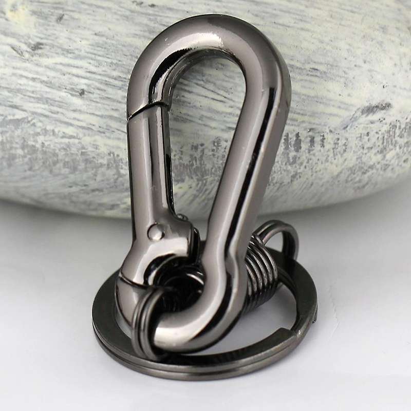 Sturdy Carabiner Key Chain Key Ring Polished Key Chain Spring Key Chain Business Waist Key Chain, Bl
