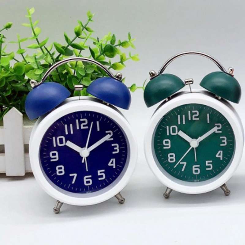 Style Alarm Clock with Twin Bell Bedside Desk and Shelf Clock with Backlight for Heavy Sleepers Blue