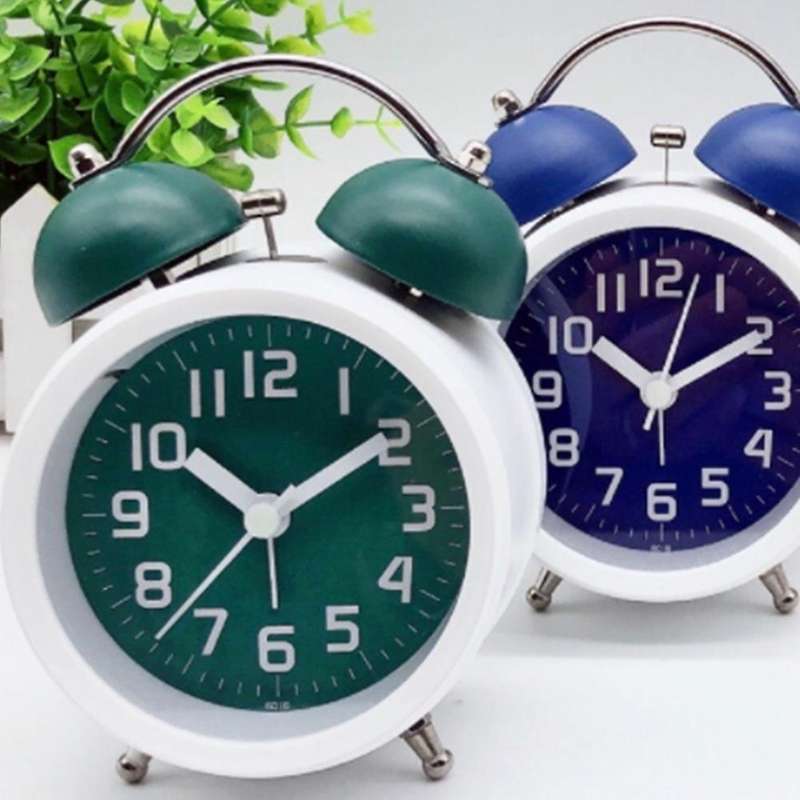 Style Alarm Clock with Twin Bell Bedside Desk and Shelf Clock with Backlight for Heavy Sleepers Blue