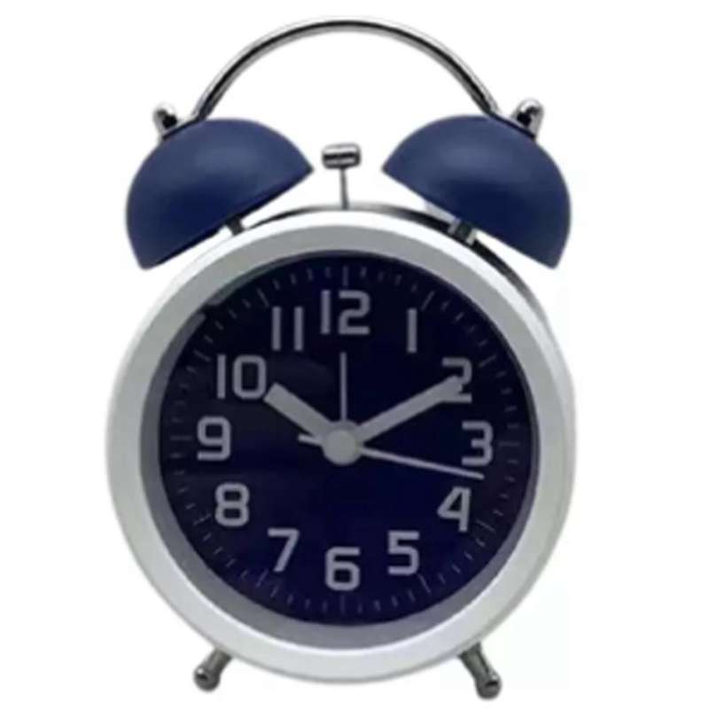 Style Alarm Clock with Twin Bell Bedside Desk and Shelf Clock with Backlight for Heavy Sleepers Blue