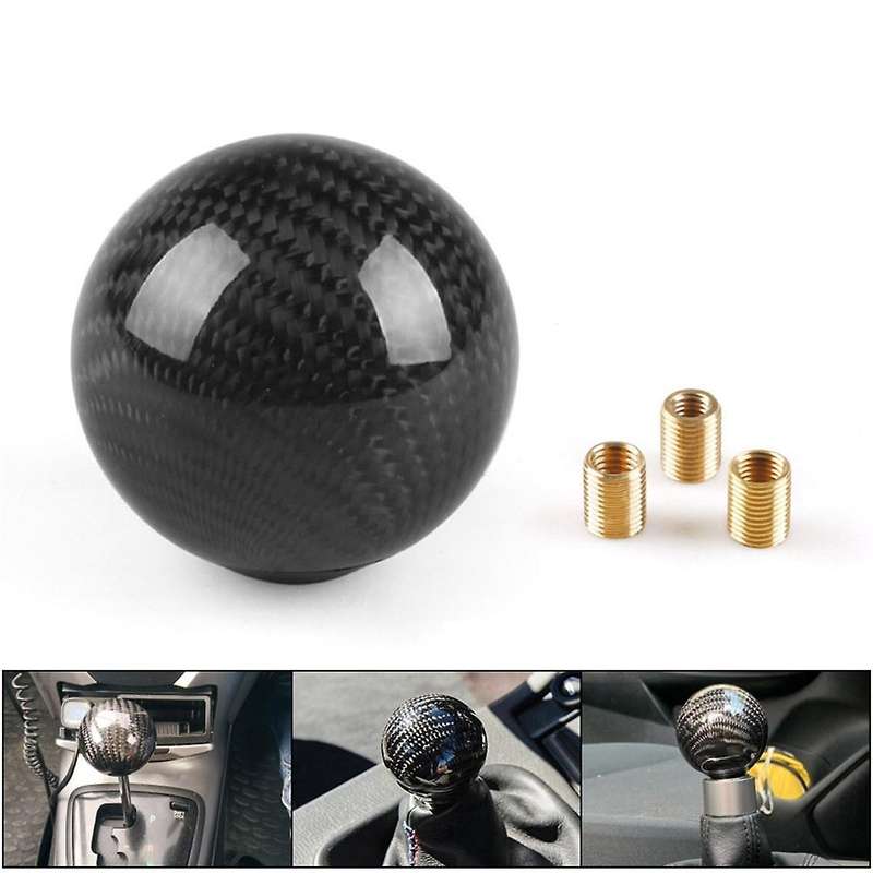 Style Universal Carbon Fiber Manual Gear Shift Knob with 3 Adapter for Most Car Decorations Classic